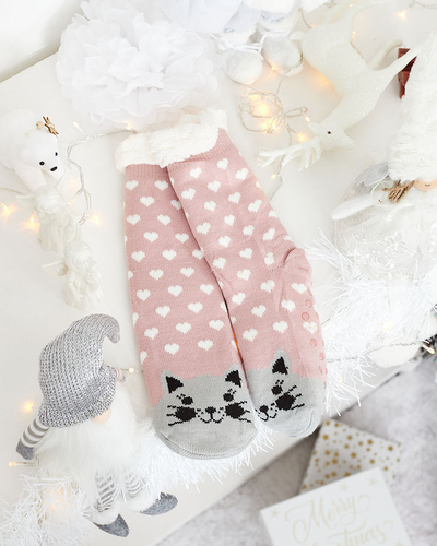 Red women's socks with Christmas pattern - Underwear