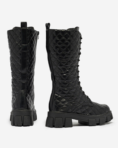 Black low boots with quilted upper Tepano - Footwear