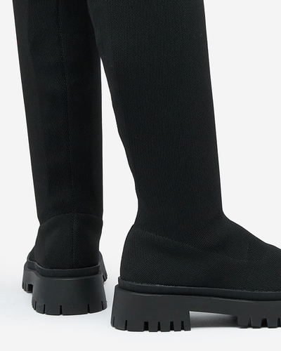 Royalfashion Black women's slip-on over-the-knee boots Radgitas