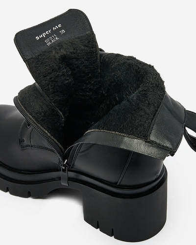 Royalfashion Black women's lace-up boots Cazzenos