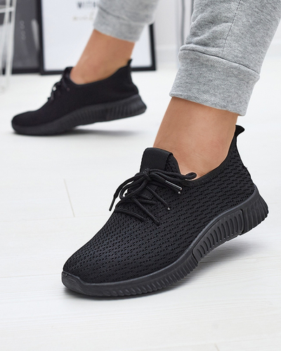 Black women's fabric sports shoes Vobbu- Footwear