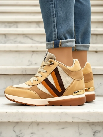 Sneakers Verona Brown Eco-Leather High Heel