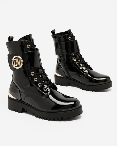 Royalfashion Sieviešu lakoti bagger zābaki melnā krāsā Simbeba