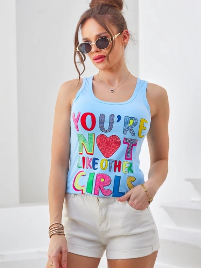 Royalfashion Sieviešu kokvilnas topiņš ar siksnām un apdruku