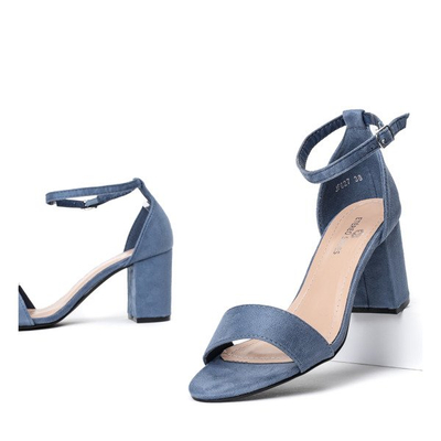 Sandały niebieskie z eko-skóry na słupku Cefalia - Obuwie