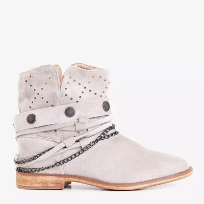 OUTLET Light gray ankle boots a'la cowboy boots on an indoor wedge Salemi - shoes
