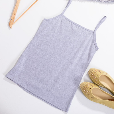 Gray women's top with thin straps PLUS SIZE - Clothing