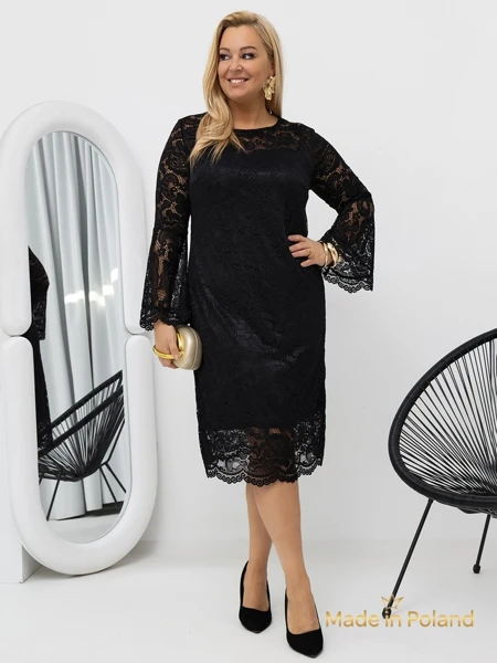 Women's Lace Midi Dress with Wide Sleeves Kiss Star