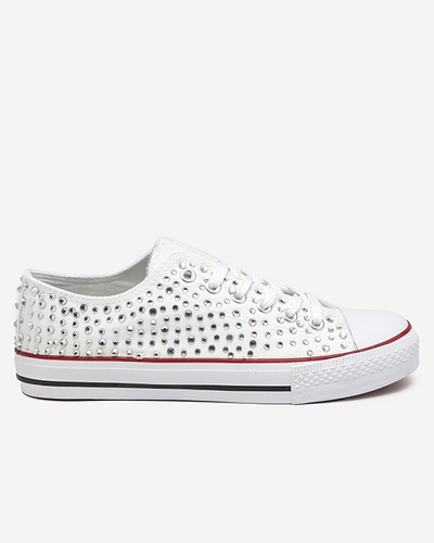 White low sneakers with cubic zirconias Toutu - Footwear