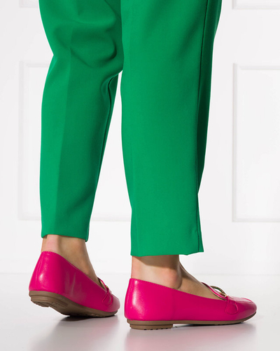 Ladies' fuchsia moccasins with Riltia decoration - Footwear