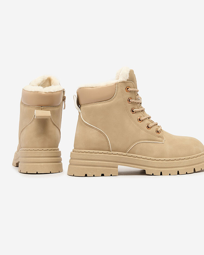 Royalfashion Beige women's insulated trapper boots Radoras