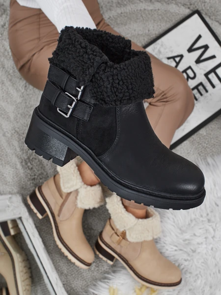 Kavira women's eco-leather ankle boots with fur