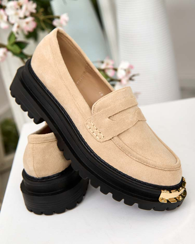 Giulia Beige Eco-Leather Moccasins