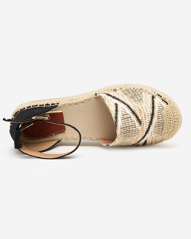 Patterned beige women's espadrilles on the Zebria platform - Footwear