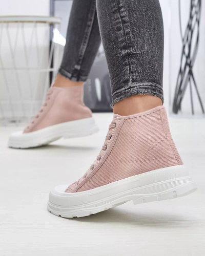 Pink women's high ribbed sneakers Somali - Footwear