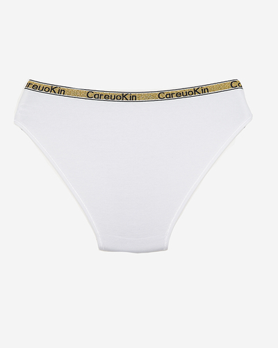 Women's white briefs with a golden stripe - Underwear
