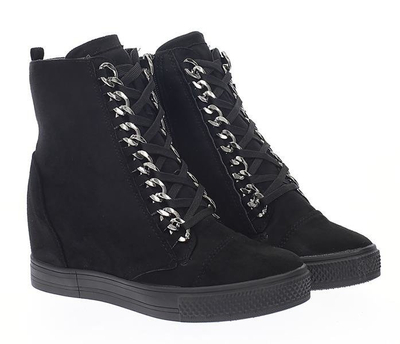 Czarne sneakersy na krytym koturnie Savanetha - Obuwie