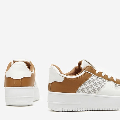 Women's white sports shoes with Glou print - Footwear