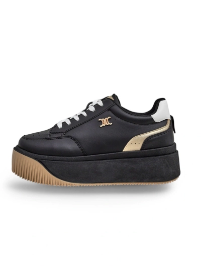 Lav sneakersy Hypatia Nero ze skóry ekologicznej na platformie 5 cm
