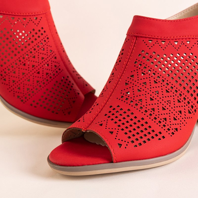 Women's red openwork sandals on the post Elvey - Footwear