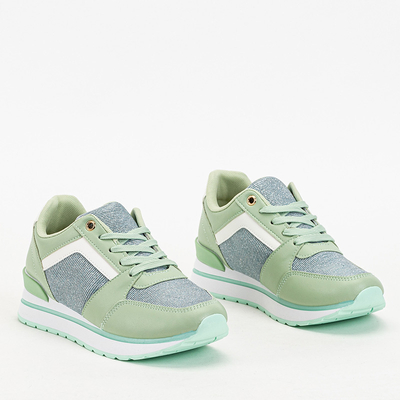 Green women's sports sneakers with glitter Berilan - Footwear