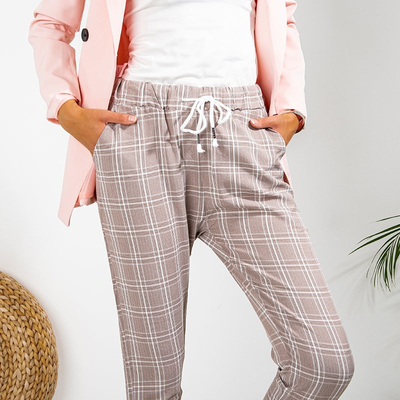 Brown ladies 7/8 checkered trousers - Clothing
