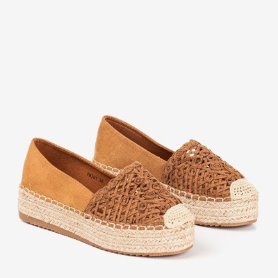 OUTLET Brązowe espadryle na platformie Lepusa - Obuwie