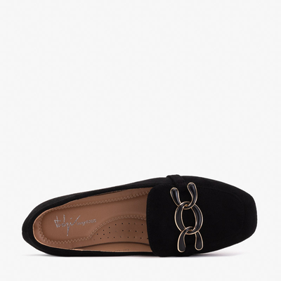 Women's Black Moccasins with Olly Decoration - Footwear