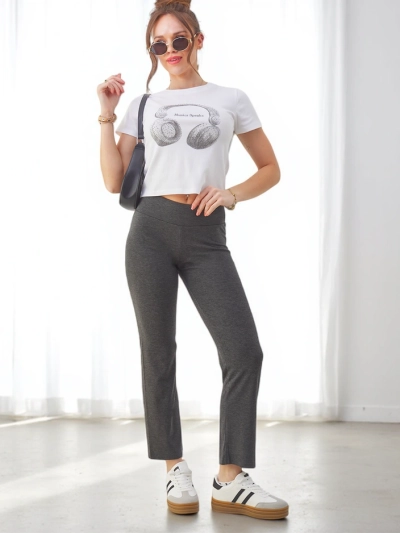 Royalfashion Sieviešu vienkāršas kokvilnas legingu bikses