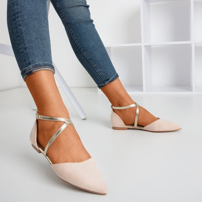 Beige women's ballerinas with flat heels Vosia - Footwear