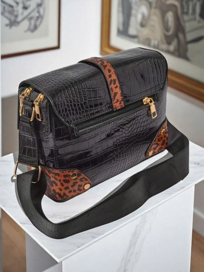 Callista Nero Women's Bag - crocodile eco-leather, black and brown