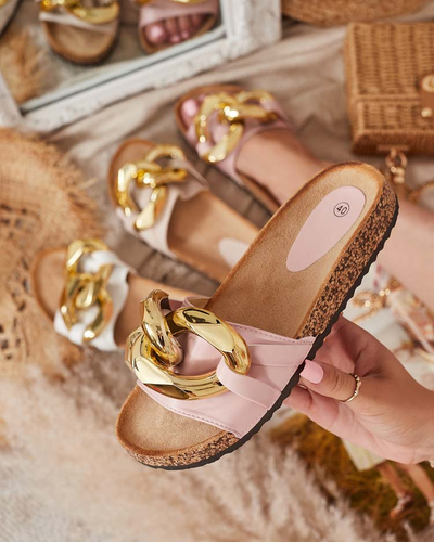 Sieviešu rozā čības ar Sofig- Footwear rotājumu