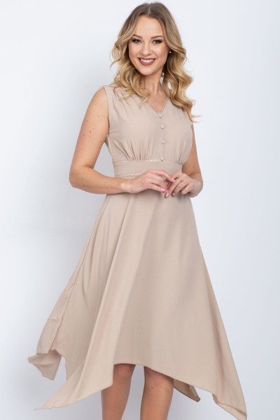 Beige flared dress - Clothing 1