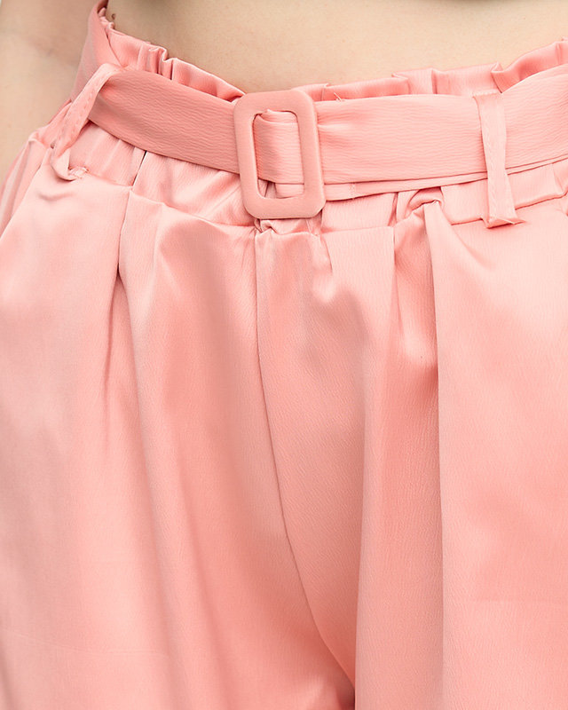 Women's coral satin shorts - Clothing