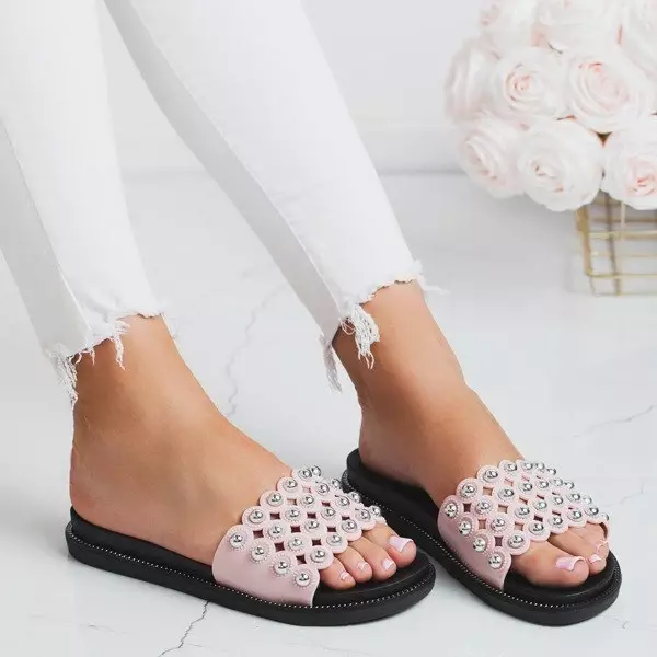 OUTLET Pink women's slippers with Velino jets - Footwear