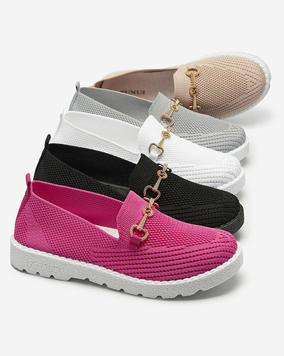 Fuchsia women's slip on sneakers with gold embellishment Enelida - Footwear