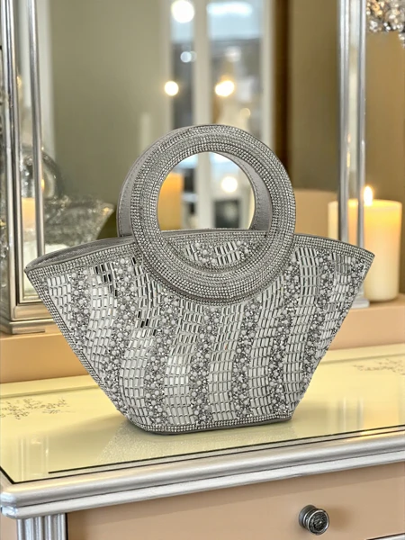Small Women's Handbag with Cubic Zirconia Sparkle Queen