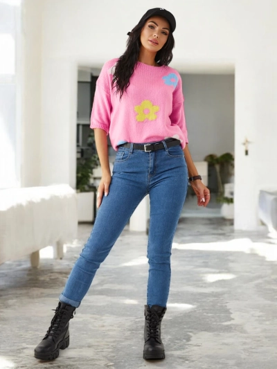 Royalfashion Sieviešu iešūto kokvilnas džinsu bikses