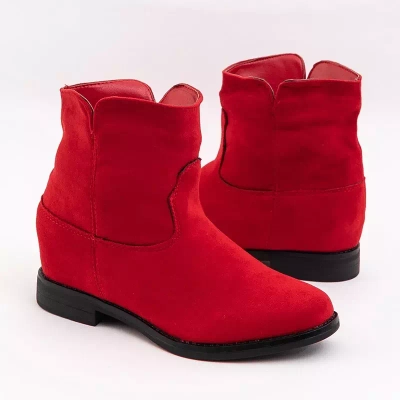 OUTLET Red ankle boots a'la cowboy wedge Nastu - Shoes