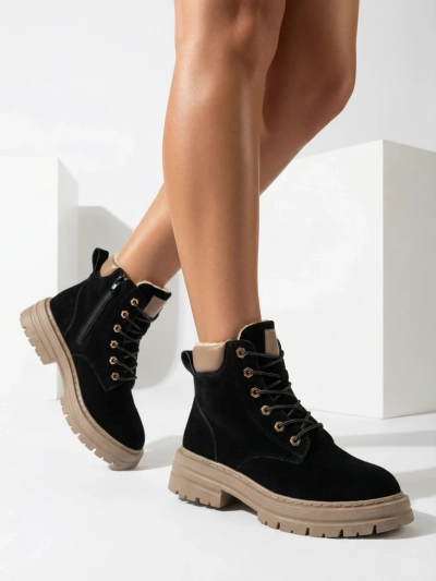 Royalfashion Melni un brūni sieviešu siltinātie traperu zābaki Radoras