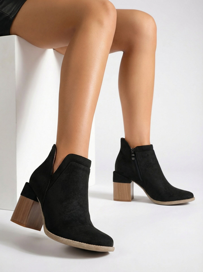 Royalfashion Black Lemere square heeled boots