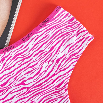 Women's fuchsia cotton patterned panties with a doggy print - Clothing