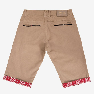 Men's beige shorts with burgundy inserts - Clothing