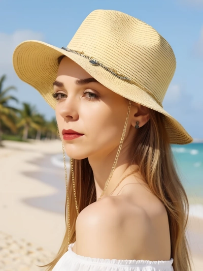 Royalfashion Women's straw hat Golden Halo