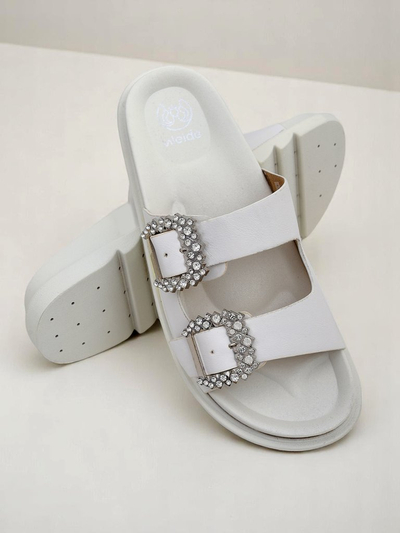 Royalfashion women's slides with buckles Mrs Aurora
