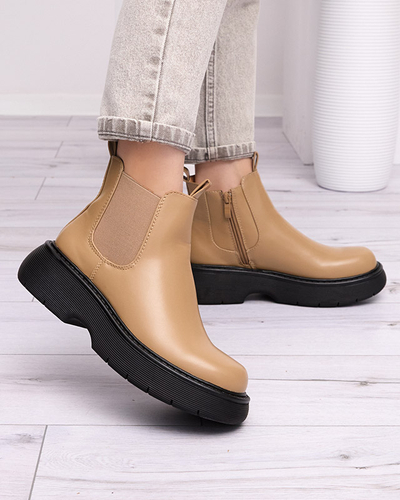 Light brown women's boots on a thicker sole Somico-Footwear