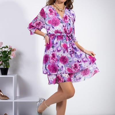 Violet short floral dress - Clothing