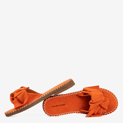 Ladies' orange sandals with a Latusa bow - Footwear