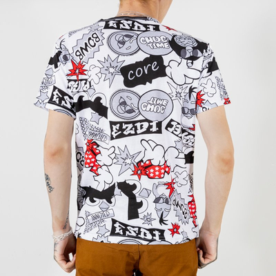Men's white t-shirt with colorful prints - Clothing