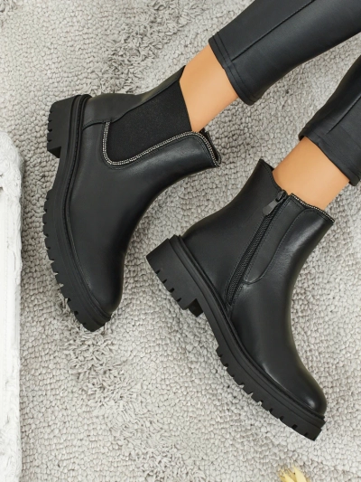 Eco-leather ankle boots with zircons Novira